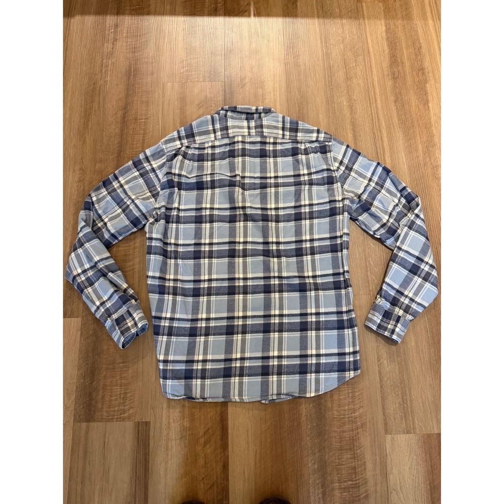 J.Crew Flannel Shirt Mens L Blue Plaid Slim Fit Cotton Long Sleeve 92937 - Picture 2 of 6